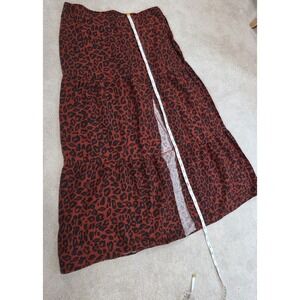 Nine West Womens Red & Black Animal Print Maxi Skirt Size L